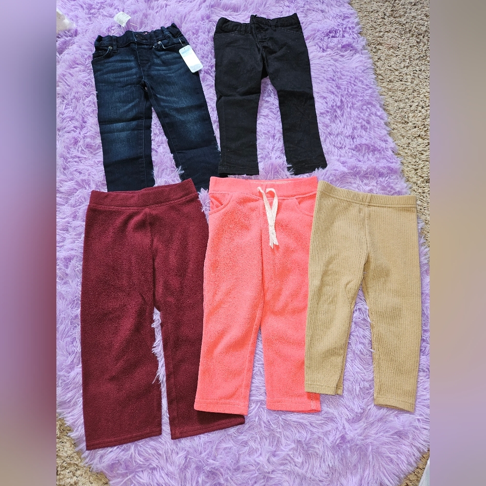 Toddler Pants Set | Maroon, Black, Denim, Pink, Khaki | Size 2T